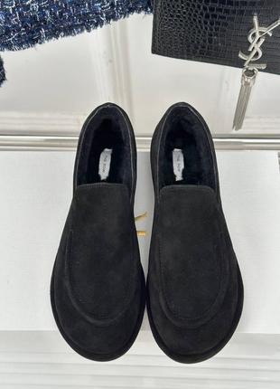 Лоферы меховые the row замшевые