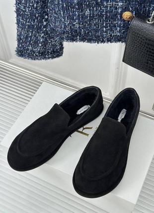 Лоферы меховые the row замшевые