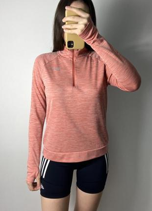 Спортивна кофтинка рашгард на 1/4 блискавці від nike з рефлективним логотипом та розрізами для пальчиків2 фото