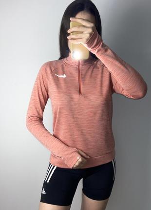 Спортивна кофтинка рашгард на 1/4 блискавці від nike з рефлективним логотипом та розрізами для пальчиків