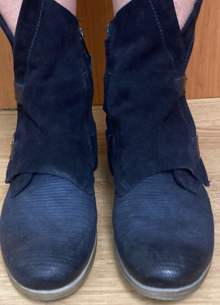 Модные ботинки из кожи и замши с накидным верхом