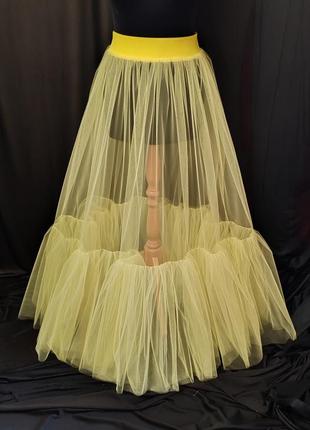 Спідниця з рюшем фатинова максі, прозора накидка magelite2 фото