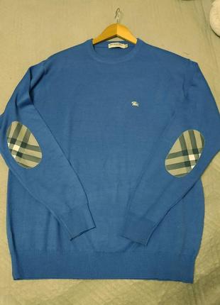 Burberry. джемпер  мериносовая шерсть,  р.xl  цвет сине-серый