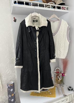 Кожаная куртка пальто батал marks & spencer