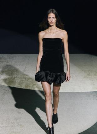 Оксамитова сукня мінімальній чорна, плаття балон велюрове