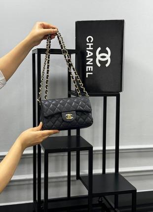 Сумка стьобана чорна жіноча шанель 1,75 клатч сумочка маленька на ланцюжку шанель крос-боді