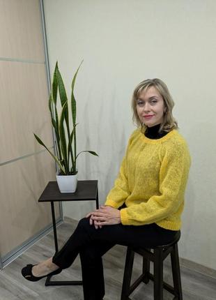 Кофта павутинка жовта жіноча тепла handmade