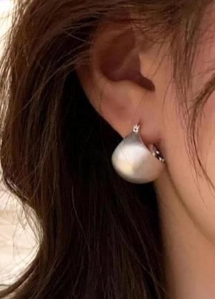 Серьги серебро оригинальные стильные объемные кольца silver ♥️
