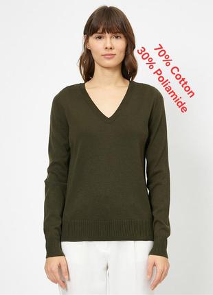 Шикарный хлопковый пуловер цвета хаки bpc bonprix collection made in bangladesh с биркой