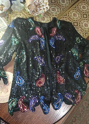 Кардиган шелк пайетки индейя