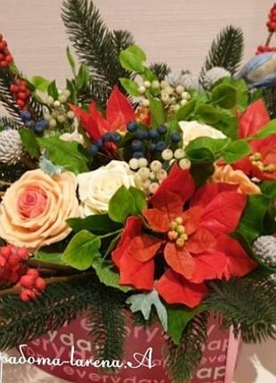 Шикарные,неуведающие,долговечныреалистичные зимние композиции  ручной работы из холодного фарфора(автор.работа)