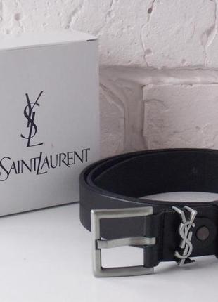 Кожаный женский ремень чёрный ysl