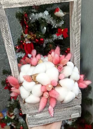 Букет сухоцветов композиция подарок хлопок