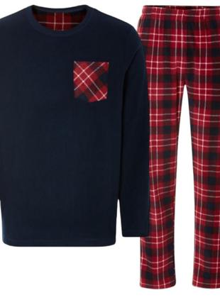 Тепла флісова чоловіча піжама домашній костюм л 52/54  хл 56/58