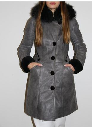 Женская дубленка из натуральной кожи и меха albertini collezione