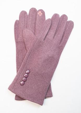 Сиреневые утепленные перчатки из эко-замши