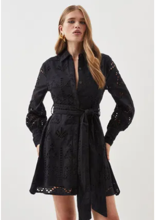 Хлопковое ажурное миди платье karen millen