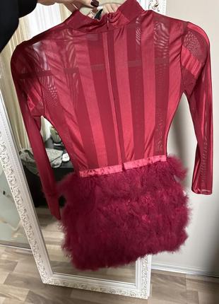 Вечернее платье,натуральное перья