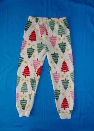 Флисовые теплые штаны в елочках на 5-6 лет