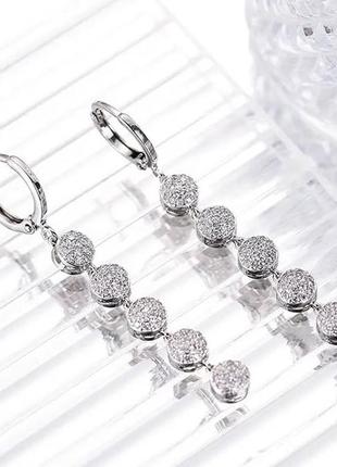 Серьги с цирконами 3 цвета