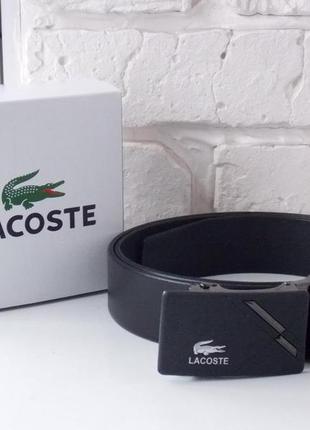Кожаный мужской ремень lacoste с автоматической пряжкой