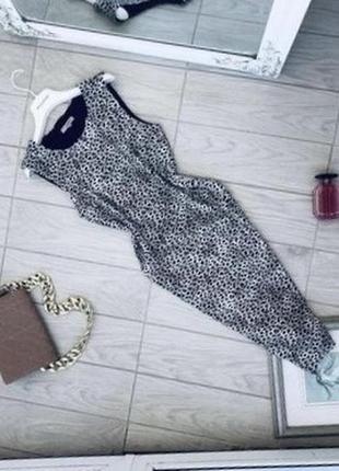 Marks & spencer плаття міді в леопардовий принт довге жіноче приталене облягаюче