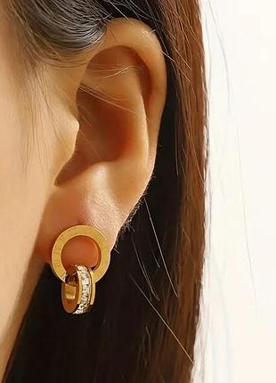 Сережки з цирконами 3 кольори