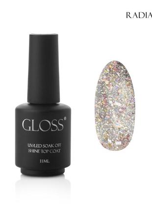 Топ для гель-лаку gloss shine top coat radiance, 11 мл