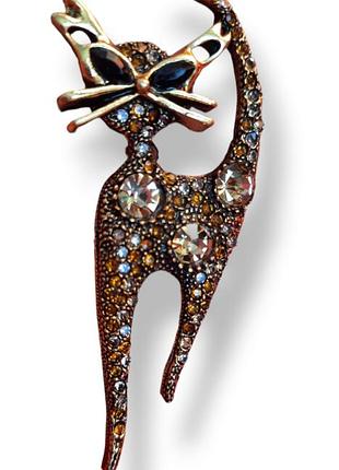 Брошь подвеска бронзовая кошка