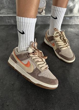 Женские кроссовки nike sb dunk low 85 double swoosh brown orange найк данк коричневого с оранжевым цветов