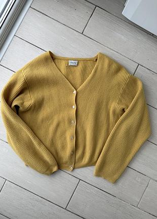 Шерстяной шерстяной кардиган горчичного цвета женский свитер benetton
