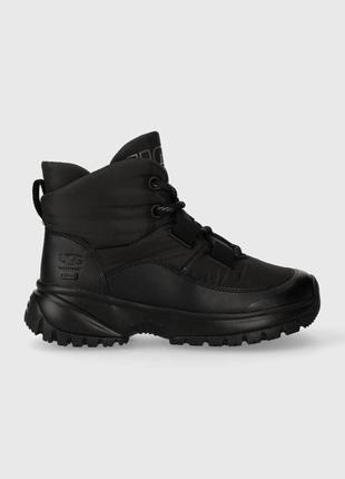 Новые женские зимние сапоги ugg yose puffer lace оригинал, черные дутики ugg оригинал, зимние ботинки
