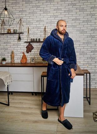Халат к40-02, р.l,xl,2xl,3xl, хлопок+полиэстер, синий/графит