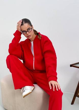 Стильный натуральный теплый качественный костюм шерсть на флисе черный, красный, оливка, шоколад, серый