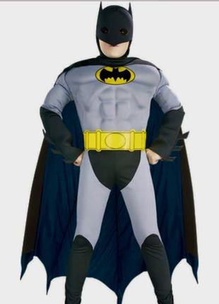 Карнавальный костюм супергероя batman з мускулами людина-кажан комбінезон і маска-шолом rubies (cша)