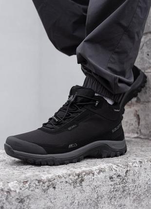 Salomon shelter cs wp black grey чоловічі зимові кросівки термо на хутрі зима соломон черевики