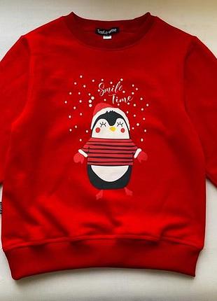 Світшоти дитячі та підліткові святкові "пінгвінчик"