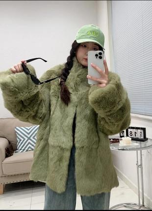 🫒wow колір оливковий 🐰натуральна шуба з кролика