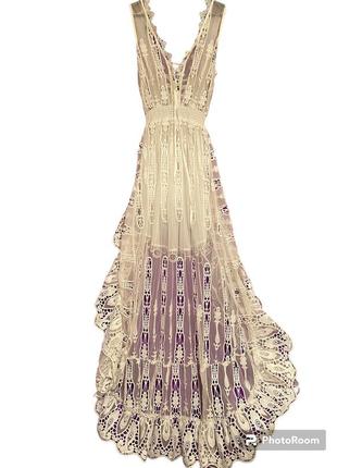 Платье стильное изысканное обольстительное платье пеньюар кружево кружево гипюр свадебное свадебное бренд2 фото