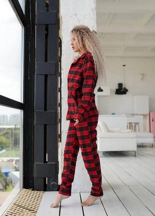 Фланелевая женская пижама унисекс рубашка и штаны