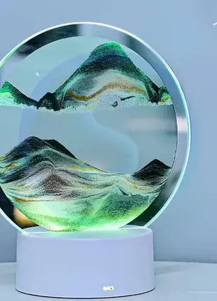 Настільна лампа пісочні гори 3d-нічник з usb, rgb і підставкою, рухомий пісочний годинник