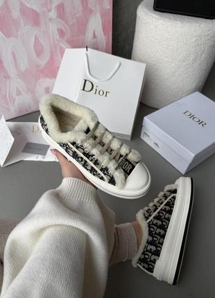 Кеды с натуральным мехом овчина в стиле диор dior platform sneakers deep blue fur