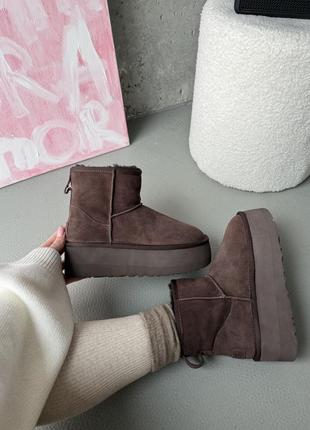 Угги натуральные в стиле ugg mini platform burnt cedar premium