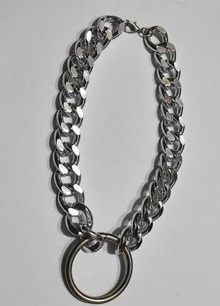 Металлическая, стильная, крупная цепь-колье, чокер. бижутерия.