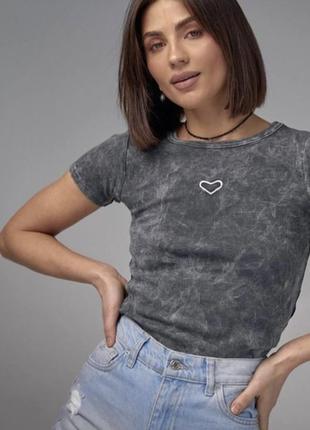 Футболка в стиле тай дай в рубчик размер м/л