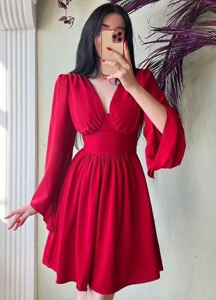 Чарівна незвичайна сукня міні софт з довгими рукавами