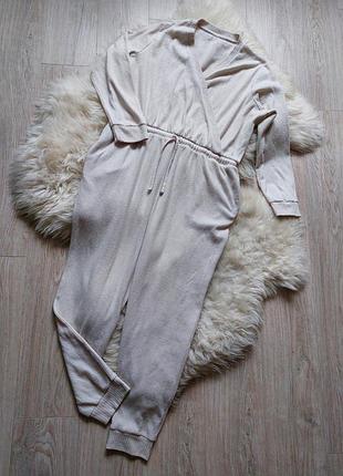 💜💛💙 симпатичный комбинезон светло-пудрового цвета трикотаж под флис