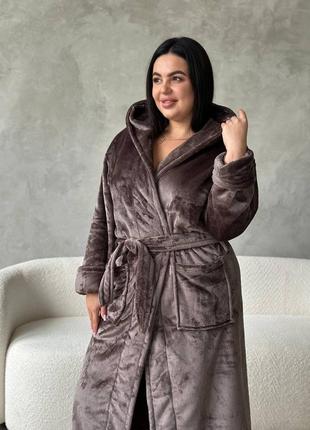 Махровый халат с капюшоном, карманами и поясом 2xl - 4xl2 фото