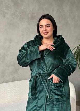 Махровый халат с капюшоном, карманами и поясом 2xl - 4xl4 фото