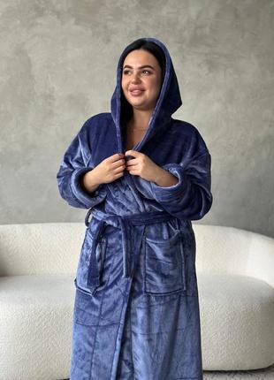 Махровый халат с капюшоном, карманами и поясом 2xl - 4xl5 фото